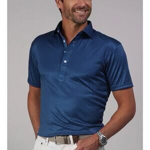 Collars & Co. Dress Collar Polo Navy Micro Dot Men’s Small NWT